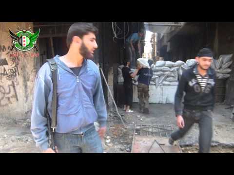 جانب من عمليات التحصين والتدشيم التي تقوم بها كتيبة الشهيد براء البوشي في حي التضامن في مدينة دمشق