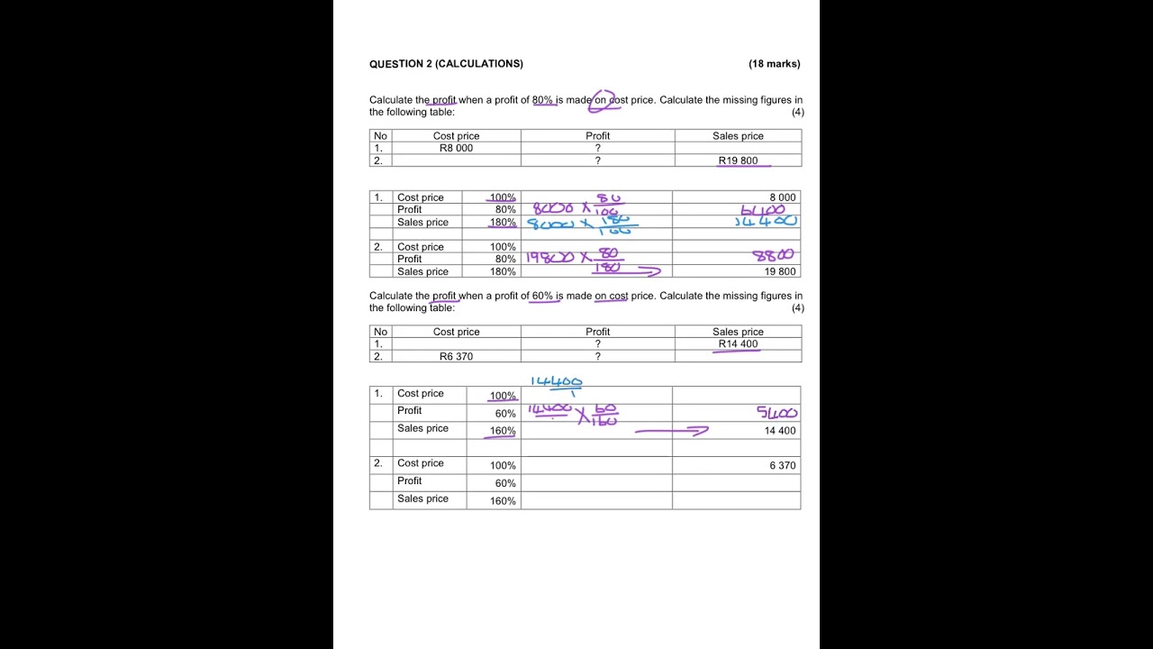 7. Calculation of Cost Price and Sales Price nr 2