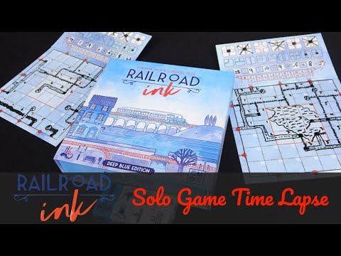 Railroad Ink Deep Blue Edition Solo Board Game Session in less than 1 Minute Time Lapse