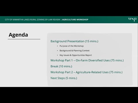 Agriculture Workshop - Rural Zoning By-Law Review