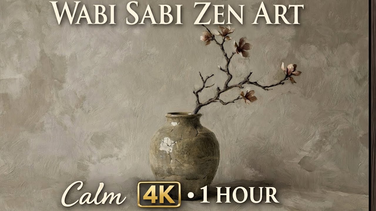 Wabi Sabi Japanese Wall Art. Modern Zen Painting with Frame. Calm Aesthetic