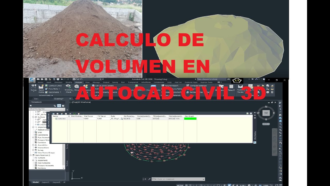 Cálculo de volumen en AutoCAD civil 3d