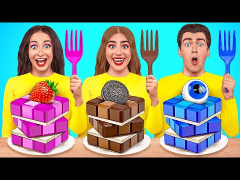 Cibo di Colore Rosa vs. Blu vs. Nero | Mangiamo cibo di un solo colore SFIDA da Multi DO Challenge