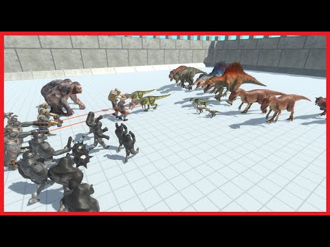 MUTANT PRIMATES VS CARNIVORE DINOSAURS (2vs2) - ANIMAL REVOLT BATTLE SIMULATOR