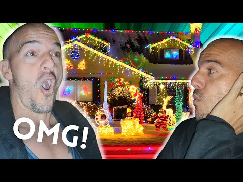 Reacting to Christmas Light Display - Cubans FIRST TIME EVER