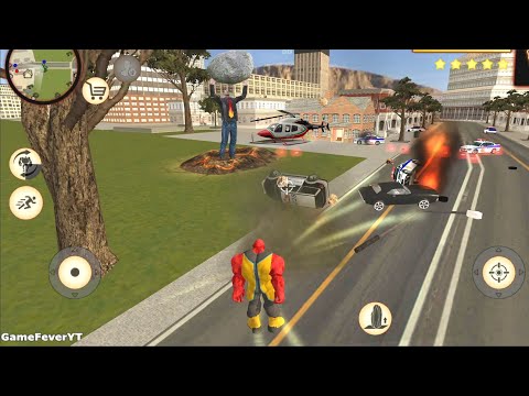 Stone Giant Rope Hero (Red Stone Man Fight Police Car) Police Jeep Car Blast - Android Gameplay HD