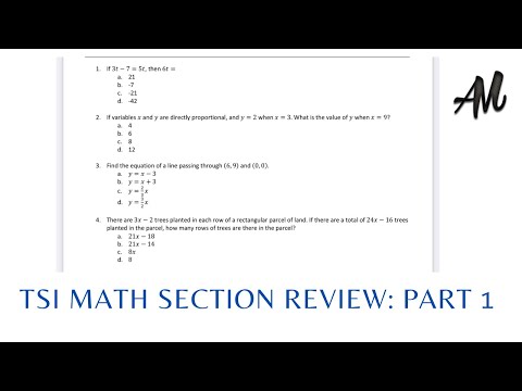 TSI MATH SECTION REVIEW: PART 1
