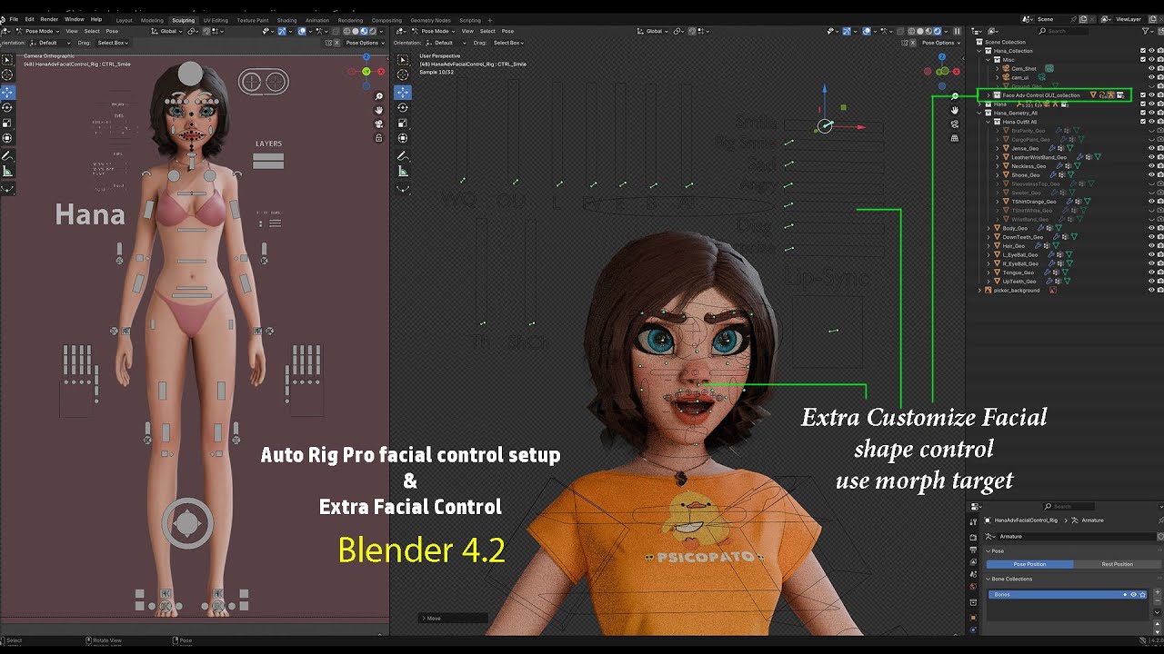 Hana Cartoon Girl Rig 3D Model