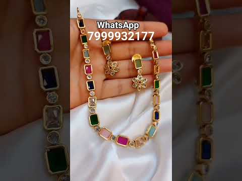 Elegant  Look Multicolour AD Stone Beautiful 😍 Necklace Set #adnecklace  #aakarshartjewellery