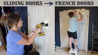 HOW TO TURN SLIDING CLOSET DOORS INTO FRENCH DOORS | Boys