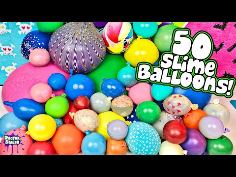 What's Inside 50 SLIME Squishy Balloons! MASSIVE Slime Smoothie! 