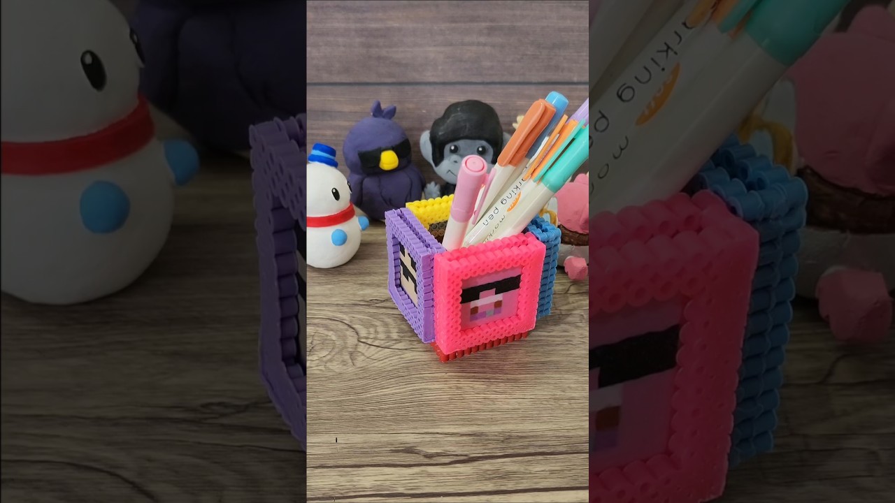 【ドズル社】アイロンビーズ工作 ペン立て #shorts #ドズル #ぼんじゅうる #おんりー #おおはらmen #おらふくん #アイロンビーズ #マイクラ #パーラービーズ