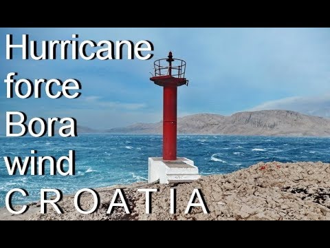 Hurricane-force Bura (Bora) wind - Island of Pag - Croatia