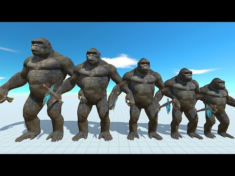 ICE DRAGON DEATH RUN VS DIFFERENT SIZE KING KONG - Animal Revolt Battle Simulator