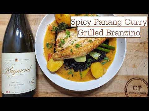 Spicy Panang Curry- Pan Seared Branzino, Forbidden rice.