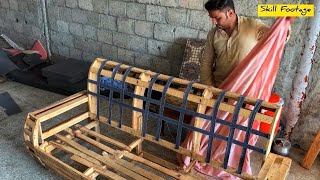 How to Build Velvet Chesterfield Three Seater Sofa || How to Make Low Cost High Quality Sofa