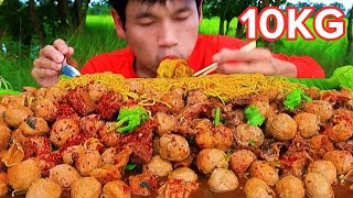 10KG Spicy Beef Ball Stir-Fried Noodles Mukbang 🌶 | Ultimate Real Eating Challenge!