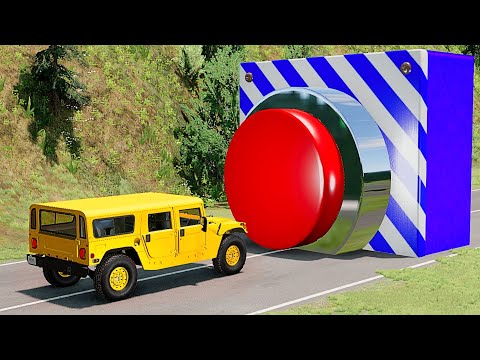 Cars Hit Big RED BUTTON of LUCK - BeamNG.drive