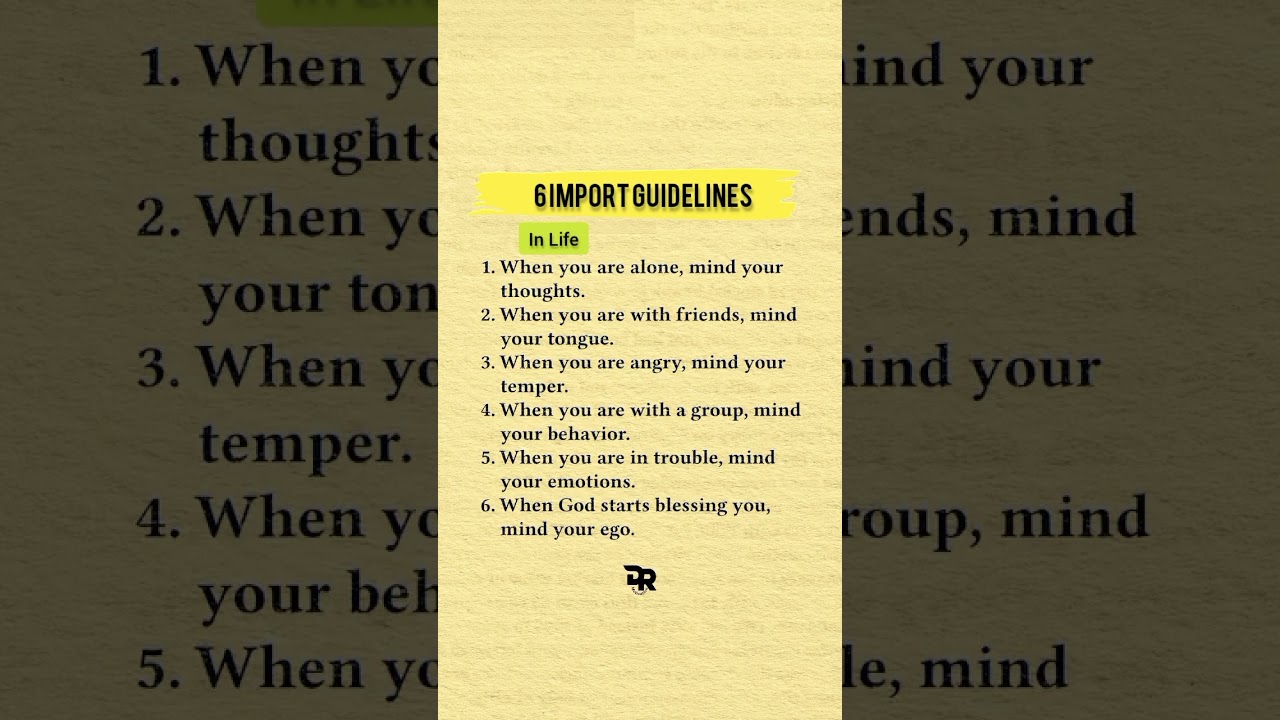 6 Import Guidelines #DailyMotivation #selfimprovement #goals