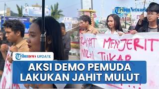 Demo Ekstrem Mahasiswa di Lampung Sambut Kedatangan Prabowo, 3 Pemuda Lakukan Aksi Jahit Mulut