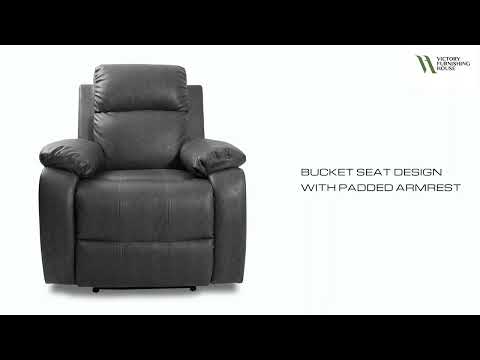 Dalia leatherette manual recliner sofa in carbon grey colour