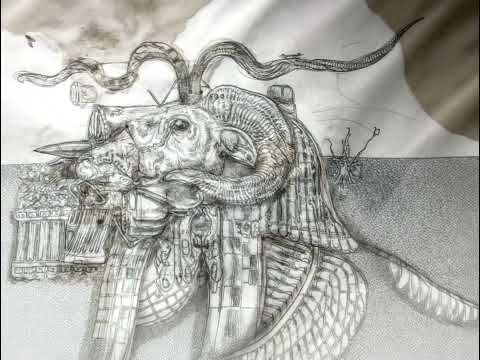 Surreal Ram Skull Animation | Hybrid Anatomy & Mechanical Drawing Study