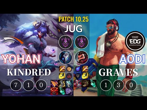 HLE yoHan Kindred vs EDG Aodi Graves Jungle - KR Patch 10.25