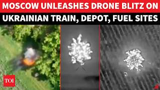 Russian Seeker Drones BURN Ukrainian Railway Train, Warehouse, Gas Station, Army Deployment Point