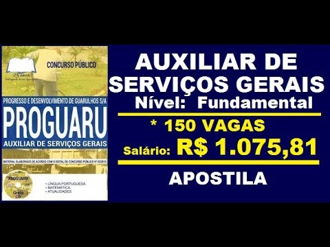 Apostila Concurso Público PROGUARU SP 2019 Cargo Auxiliar de Serviços Gerais