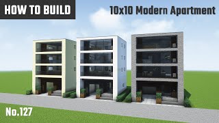 マイクラ建築：おしゃれでモダンなマンションの作り方。10x10ブロックで簡単に。No.127【Minecraft】