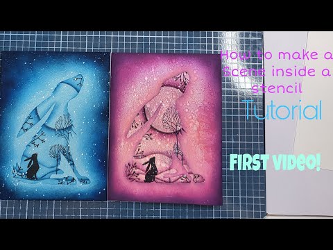 LAVINIA STAMPS SCENE INSIDE A STENCIL. TUTORIAL #1