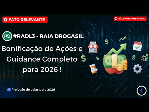 Thumbnail do vídeo: #RADL3: RD Saúde (Raia Drogasil) com Bonificação de Ações e e a Projeção de Lojas para 2026!