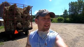 Loading Semi Trailer With Hay