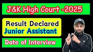 J&K High Court Junior Assistant Result Declared and List of Candidates for interview