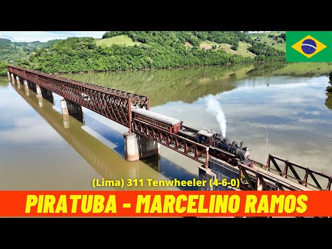 Cab Ride Steam Train Piratuba - Marcelino Ramos ("Trem das Termas", Brazil) train driver's view 4K