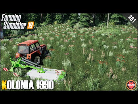 Grass cutting and raking for silage. ⭐ Kolonia 1990 #61 ⭐ Farming Simulator 19 Timelapse