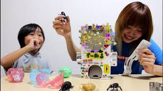 タカラトミー こむしちゃんかんづめ パート29 レア仕様のゴールドver.ヘラクレスオオカブトなどをガチャクラフト貯金箱で遊んでみました。