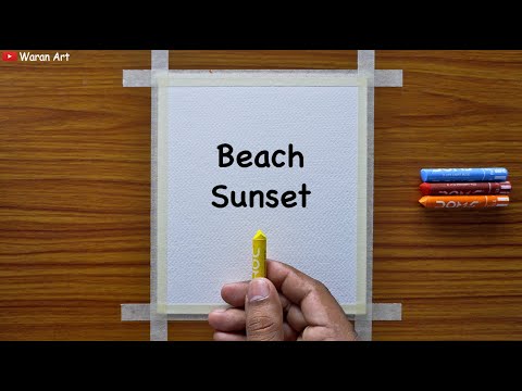 How to Draw Beach Sunset Scenery / Oil Pastel Drawing For Beginners