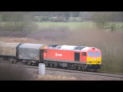 (HD) Tug 60017 on 6V75 Dee Marsh - Margam seen off Shelwick Hills, 12/01/2013