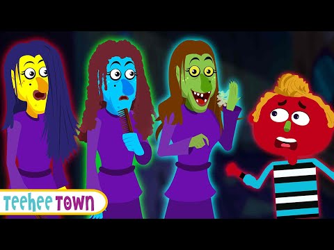 Haunted Three Little Witches Halloween Song + Spooky Scary Skeleton Songs | Teehee Town