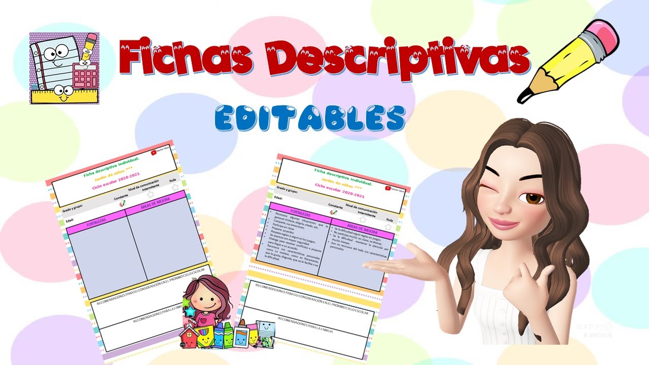 Fichas Descriptivas GRUPAL E INDIVIDUAL ☺️ Editables/Descarga