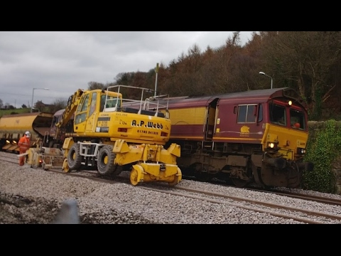 Half an Hour at (218) - Mostyn 12.2.2017 - DB Cargo 66019 66067 66094 66169 re-ballasting