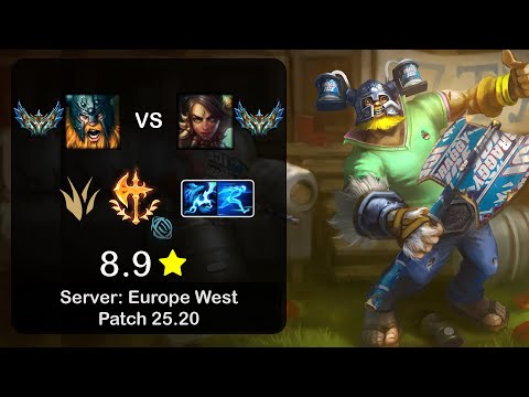 Olaf Jungle vs Nidalee - EUW Challenger - Patch 25.20