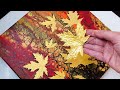 GOLDEN Autumn Leaves Painting Tutorial - Great DIY Seasonal Idea | ABcreative Acrylic Pouring Swipe