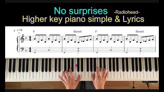 Download lagu No surprises Higher key piano easy & lyrics mp3