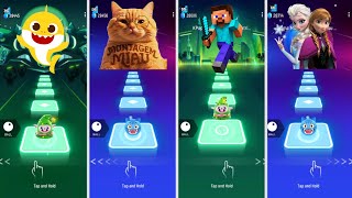 Baby Shark 🆚 Montagem Miau Cat 🆚 Minecraft Steve 🆚 Elsa & Anna ❄️ | Tiles Hop EDM Rush 💥 | V Gamer
