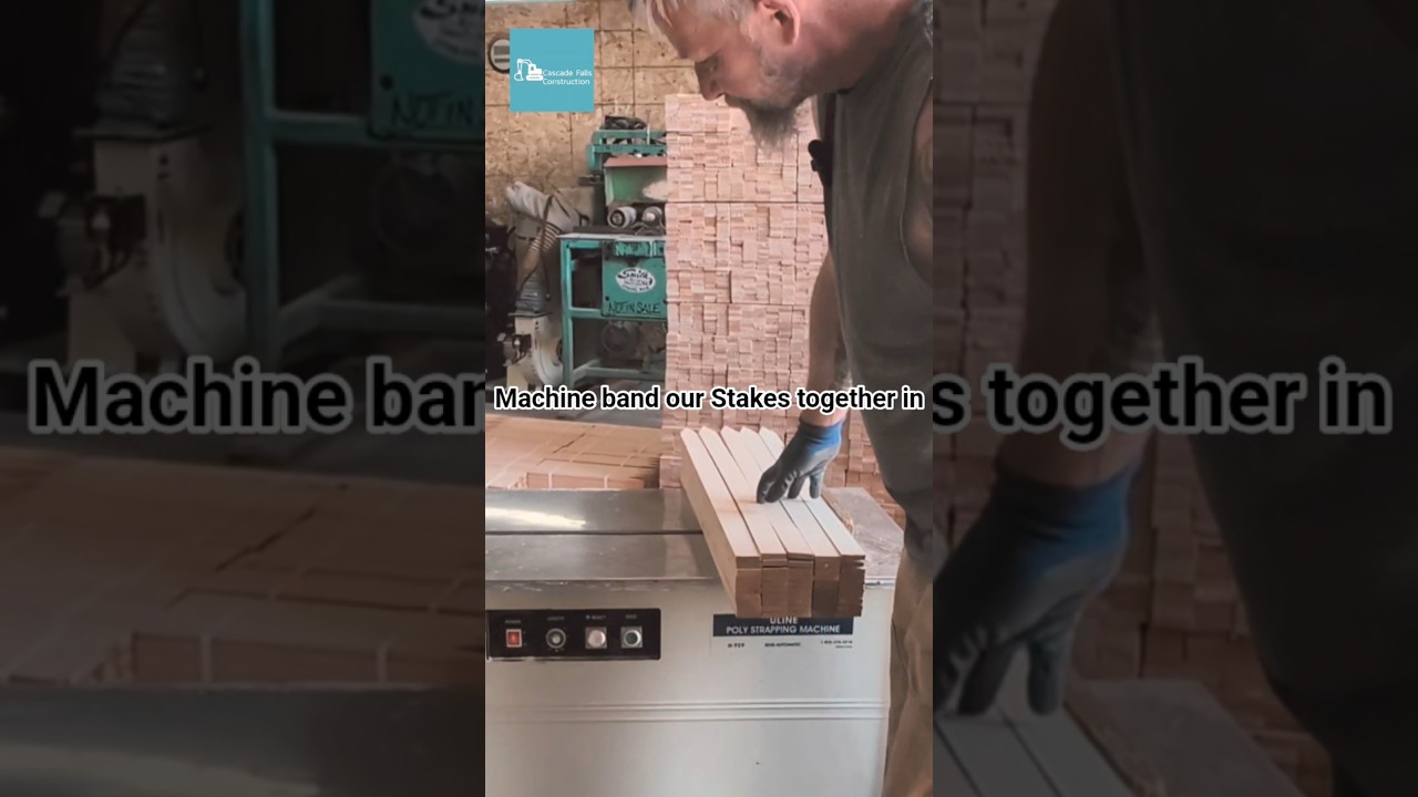 Uline H-959 Strapping Machine: How to Strap Survey Stakes & Lath (Step-by-Step) 🪓🪵#wood #woodshop