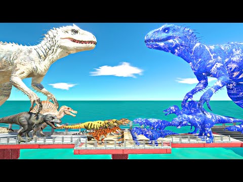 Dinosaurs Bridge Challenge | Dark Ice Itself vs Indominus Rex - Animal Revolt Battle Simulator