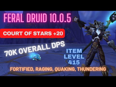 Feral Druid 10.0.5  Court of Stars +20  70k dps overall