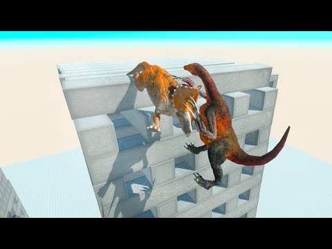 REMASTERED TRICERATOPS ON WOBBLY BUILDINGS VS EVERY UNIT | ANIMAL REVOLT BATTLE SIMULATOR